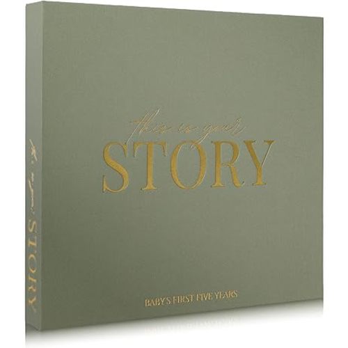 Baby Memory Book & Baby Keepsake Book to Record Baby's Milestones and Photos for Newborn Girl or Newborn Boy, Gender Neutral, Scrapbook Album, First 5 Year Journal Includes Stickers & Keepsake Box