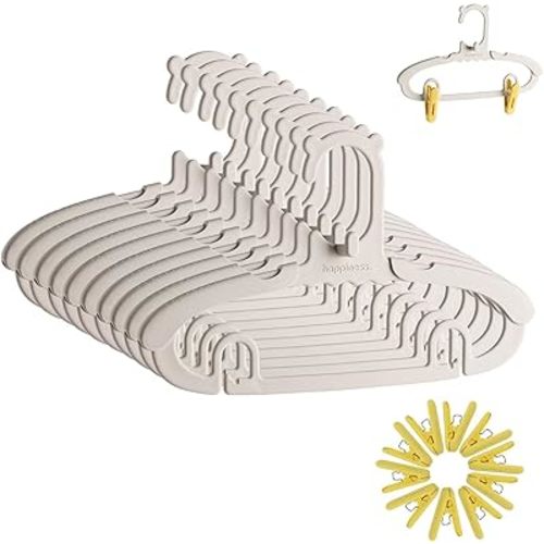 10 Pack Baby Hangers for Nursery Closet with 10 Multiple Clips(Blue),Non-Slip Extendable Kids Hangers for Infant Toddler,Space Saving Plastic Childrens Clothes Hangers for Boy Girl