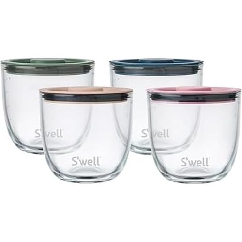 S'well 16oz Glass Prep Bowl Set of 4 For Easy Meal Prep, Vintage Pastels, Made From Durable Tempered Glass