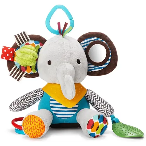 Skip Hop Bandana Buddies Baby Activity and Teething Toy with Multi-Sensory Rattle and Textures, Elephant