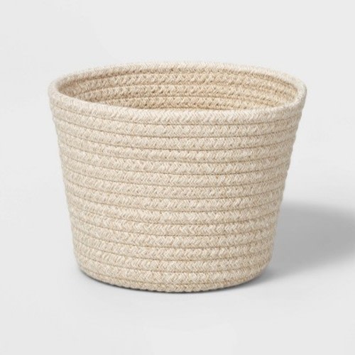 Decorative Coiled Rope Basket Cobblestone - Brightroom™: Multicolor Circular Polyester, 8"x8"x6"
