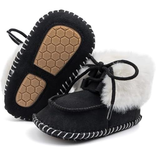 Infant Unisex Warm Fur Lining Soft Boots Baby Winter Ankle Non-Slip Rubber Texture Sole Toddler Winter Snow Crib Shoes