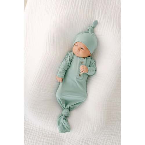 Knotted Baby Gown & Hat Set - Mint (Newborn-3 months)