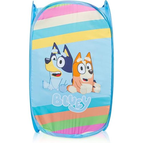 Bluey Pop Up Hamper - Bluey and Bingo Mesh Laundry Basket/Bag with Durable Handles - Storage for Clothes and Toys