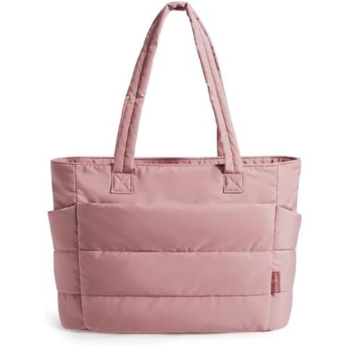 BAGSMART Tote Bag for Women, Lightweight Puffy Tote Bag with Compartments Shoulder Bag Handbag for Travel, Work, Gym