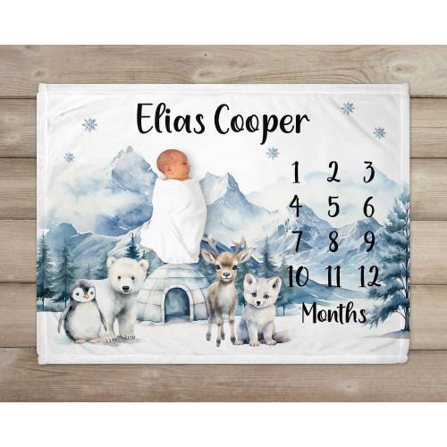 Arctic Animals Milestone Blanket