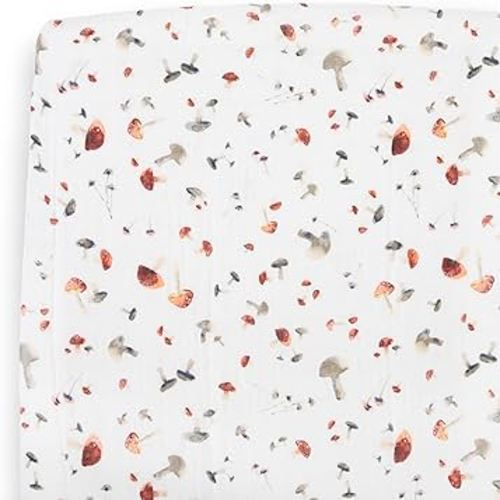 Little Unicorn Premium Crib Sheet | Breathable & Super-Soft Muslin Fabric (Mushrooms)