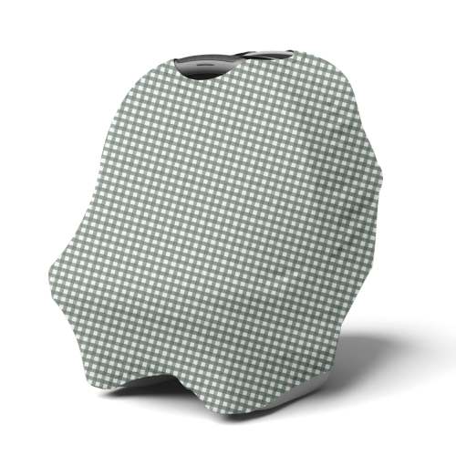 Housse 3-en-1 Siège d'Auto et Foulard d'Allaitement  - Uni Vichy Sauge