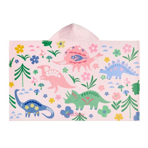Floral Dino Kid Beach Hooded Towel UPF 50+