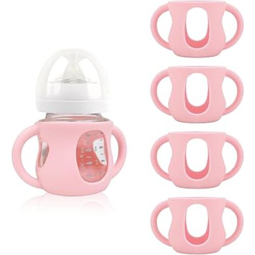 4-Pack Silicone Sleeves for Philips Avent Glass Bottles, BPA-Free Drop-Resistant Baby Bottle Sleeves with Handles, Compatible with Philips Avent Natural Glass Baby Bottles (4 oz)