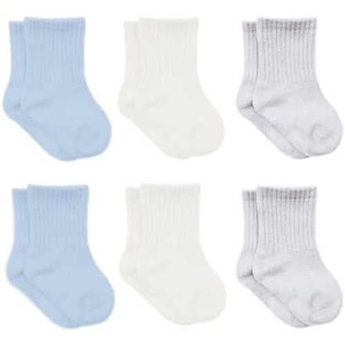 bistyle Baby Grip Ankle Socks 6 Pairs | Newborn Infant Toddlers Socks Organic Cotton | Kids Boys Girls Ankle