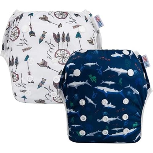 ALVABABY Swim Diapers 2pcs Reusable & Adjustable 0-2 Years YK67-70