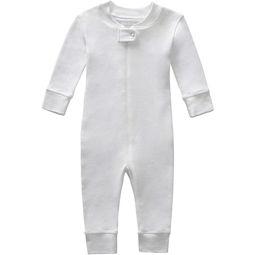Owlivia Organic Cotton Baby Boy Girl Zip up Sleep N Play, Footless, Long Sleeve(Newborn, Ivory White)