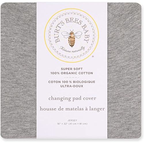 Burt's Bees Baby Unisex Baby Gift Set - Crib Sheet, Changing Pad Cover & Burp Cloths, 100% Organic Cotton Essentials Bundle