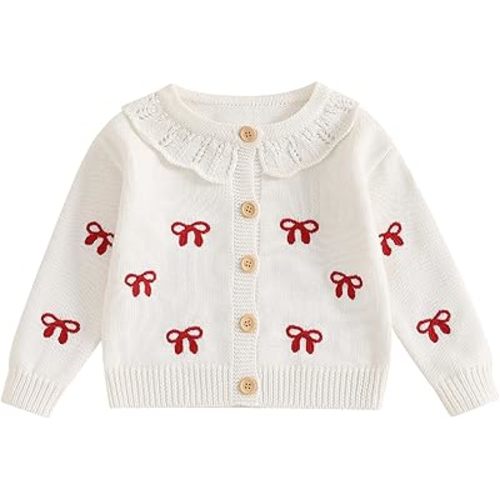 Toddler Baby Girl Clothes Knit Sweater Jacket Button Pullover Sweatshirt Long Sleeve Coat Warm Fall Winter Outfits