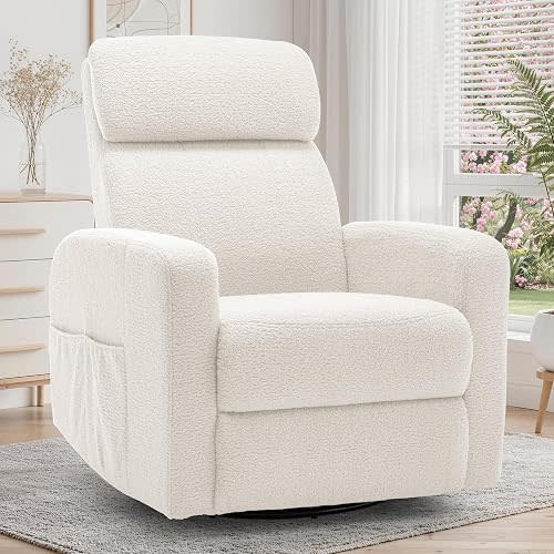 Korser Power Swivel Recliner Chairs for Adults, Electric Glider Rocking Chair Nursery, Glider Recliner Nursery Chair with Classified Side Pocket, Nursery Rocking Chairs with USB and Type-C Ports