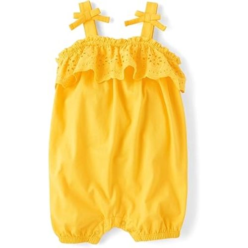 Amazon.com: The Children's Place,Baby-Girls,and Newborn Everyday Summer Rompers,Aspen Gold,6 Months,9 Months: Clothing, Shoes & Jewelry
