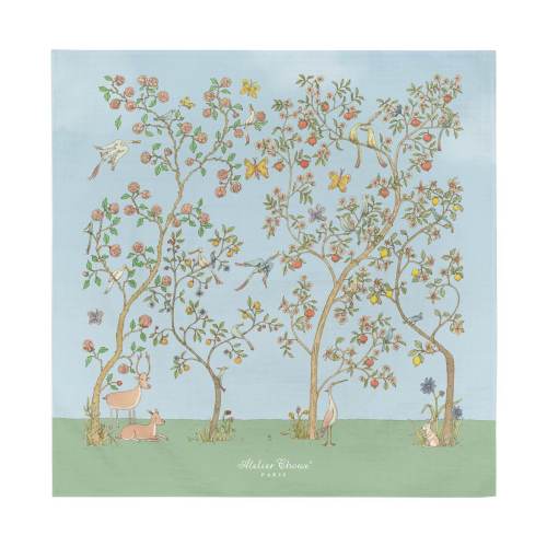 Atelier Choux Paris Carré Swaddle, In Bloom Blue - Dalhouse