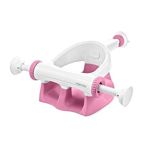 Ingenuity My Bath Seat for Sit-Up Baby Bathing, Sure & Secure Suction Cups, ASTM Safety Tested & Approved, Backrest for Assisted Sitting, Easy Setup & Storage, Pink