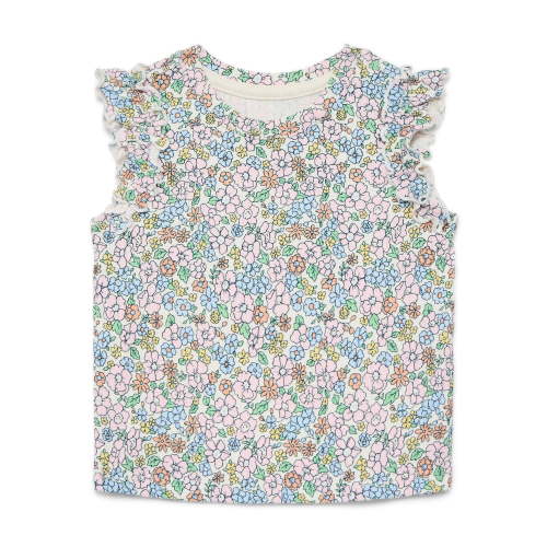 Wonder Nation Baby Girls Tee with Flutter Sleeves, Sizes 0-24 Months