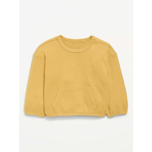 Long-Sleeve Waffle-Knit Pocket Sweatshirt for Baby
