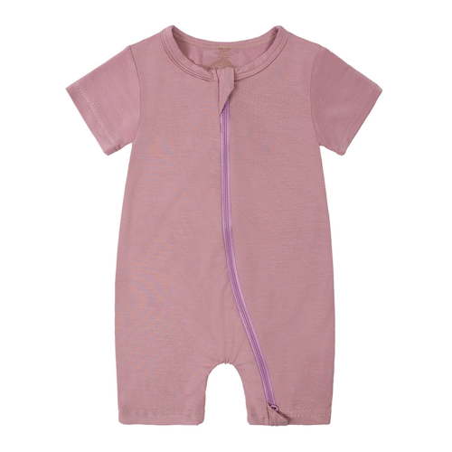 JAKANYQ Newborn Baby Girls Boys Rompers Pajamas Zipper Short Sleeve Sleepwear Jumpsuit Onesie Purple 0-3 Months