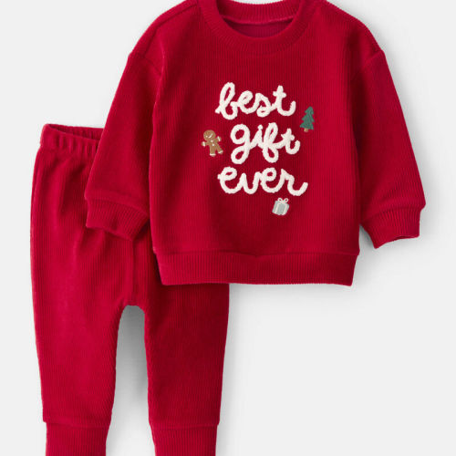 Red Baby 2-Piece Best Gift Ever Holiday Sweater & Pant Set - Red | NB