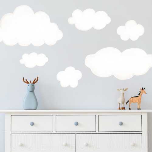Cloud Fabric Wall Decals, Nursery Stickers, Removable & Reusable Wall Art