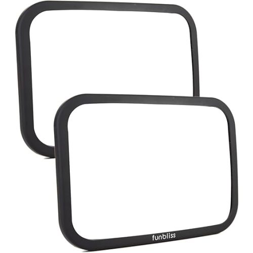 Funbliss 2-Pack Baby Car Mirror - Shake-Proof & Shatterproof, 360° Adjustable Angle, Clear Wide View for Rear-Facing Infants, Easy Install, Perfect Baby Travel Gear & Carseat Accessories