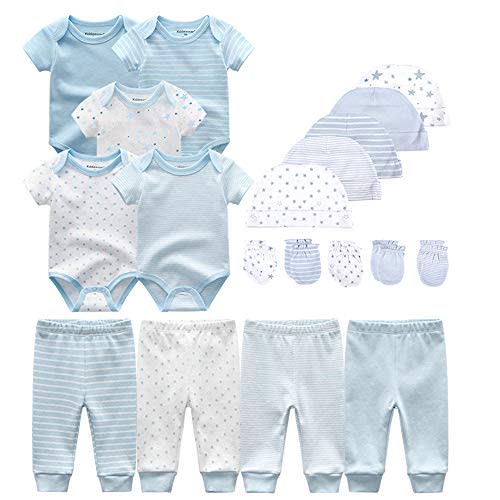 Kiddiezoom Unisex Baby Layette Essentials Giftset Clothing Set 19-Piece For Newborn Baby
