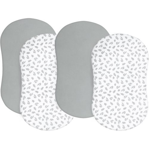 Shop by Brand/Model - Bassinet Sheet, 4 Pack, Ultra Soft & Skin-Friendly, Grey &Leaf