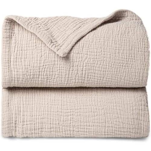 lulumoon Muslin Quilt Blanket, Crib Blanket for Baby and Toddler,47x47 Inches(Ivory)