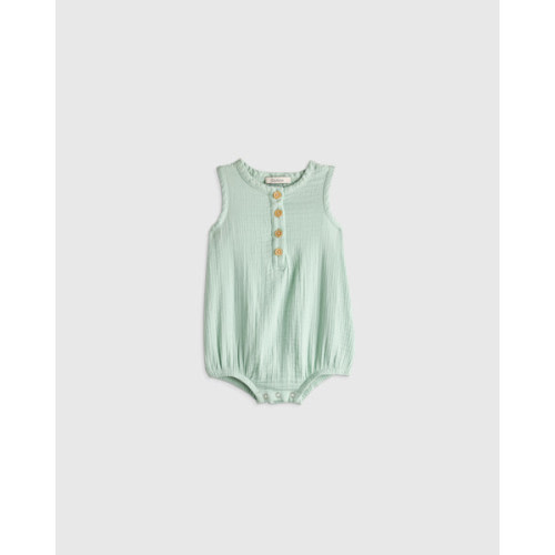 100% Organic Cotton Gauze Bubble Romper in Sea Glass