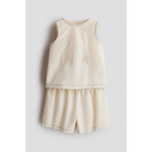 2-PIECE EMBROIDERED-DETAIL COTTON SET