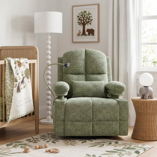 MAMAZING Electric Power Adjustable Armrests Swivel Rocking Chair Reclining Glider With USB Charge and Phone Holder & Reviews | Wayfair