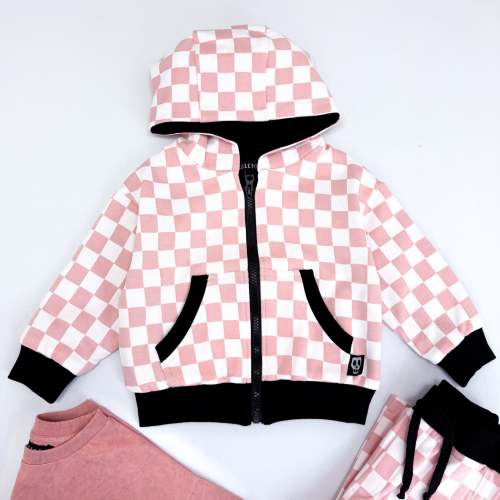 PINK CHECKERBOARD HOODED JACKET – Skeletots