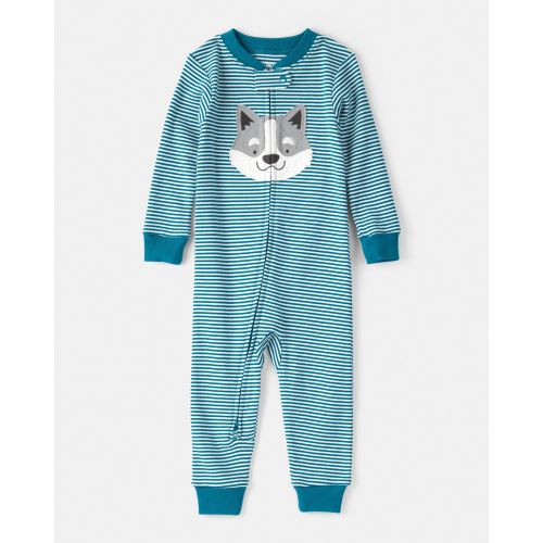 Baby Boy Dog Striped 100% Cotton Snug Fit 2-Way Zip 1-Piece Pajamas - Blue - Carter's | Carter's