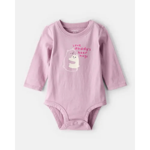 Baby Girl Bear Hugs Long-Sleeve Graphic Bodysuit - Pink | Carter's