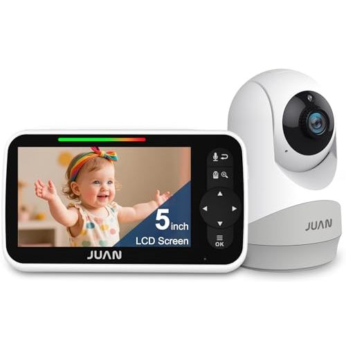 JUAN Baby Monitor with Camera and Audio, No WiFi 100% Private | 3500mAh Long Battery, 1000ft Range Connection, Remote Pan-Tilt-Zoom, Crystal Night Vision, 2-Way Talk for Newborn Infant