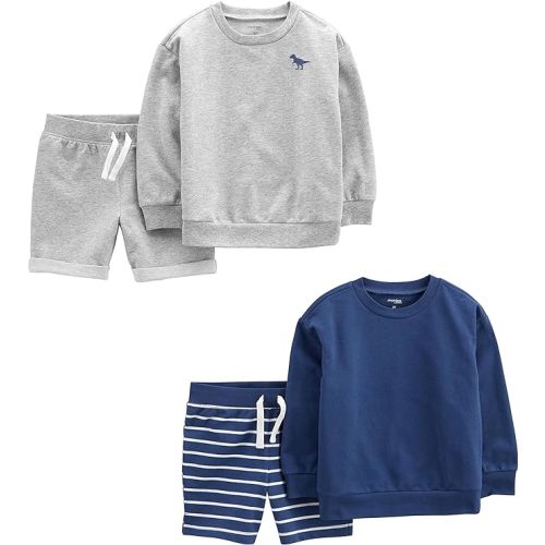 Simple Joys by Carter's boys 4-piece French Terry Long-sleeve Shirts and Shorts Playwear Set