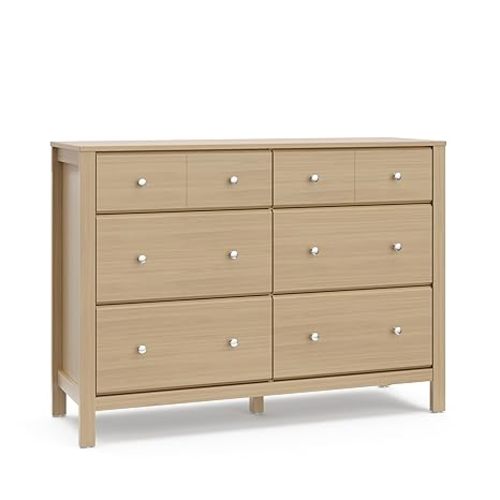 Storkcraft Horizon 6 Drawer Dresser (Driftwood) – GREENGUARD Gold Certified Dresser for Nursery & Kids’ Room, Modern Storage with Interlocking Drawer System
