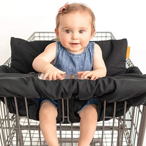 BINXY BABY 2-in-1 Cushy Cart Cover and High Chair Cover | Universal Fit | Includes Storage Pouch (Black)
