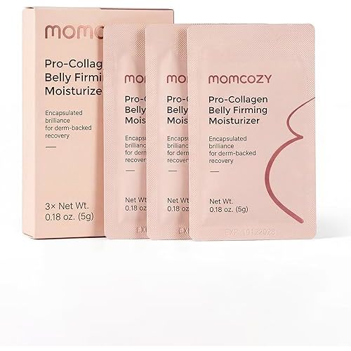 Momcozy Postpartum Stretch Mark Repair & Tightening Belly Cream, Mini Sachet Set, Retinol Alternative Peptides for Skin Firming, 0.54 oz (3 x 5g Sachets)