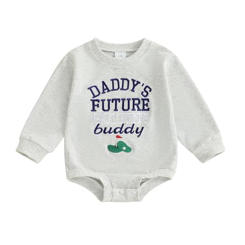 Baby Boy Golf Outfit Daddy’s Future Golfing Buddy Long Sleeve Sweatshirt Romper Newborn Bodysuit Fall Winter Clothes