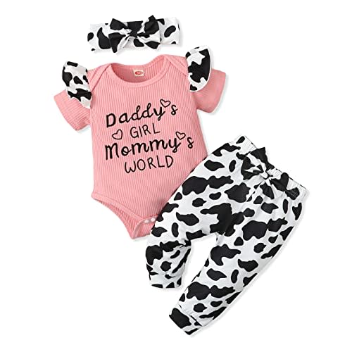 AMAWMW Baby Girl Clothes Set Daddys Little Girl Ruffle Romper Top Camouflage Pants Newborn Infant Baby Girl Outfit