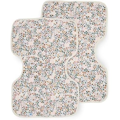 Little Unicorn Ultra-Absorbent Premium Burp Cloth 2 Pack | Soft on Baby's Skin | Larger Size | Ergonomic Design | Set of 2 (Pressed Petals)
