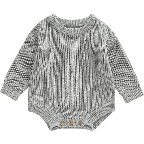 FYBITBO Baby Girl Boy Sweater Knit Oversized Pullover Sweatshirt Romper Onesie Warm Fall Winter Clothes Outfit Newborn