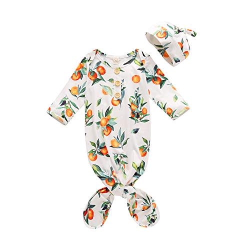 Moru Infant Baby Girls Cotton Sleeper Gowns Organic Cotton Floral Kimono Knotted Gown
