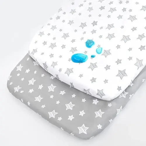 Bedside Sleeper Bassinet Sheets Waterproof 2 Pack Compatible with Mika Micky & MiClassic & Milliard Bassinet, Fit Most Bedside Sleeper Bassinet Mattress, Grey&White