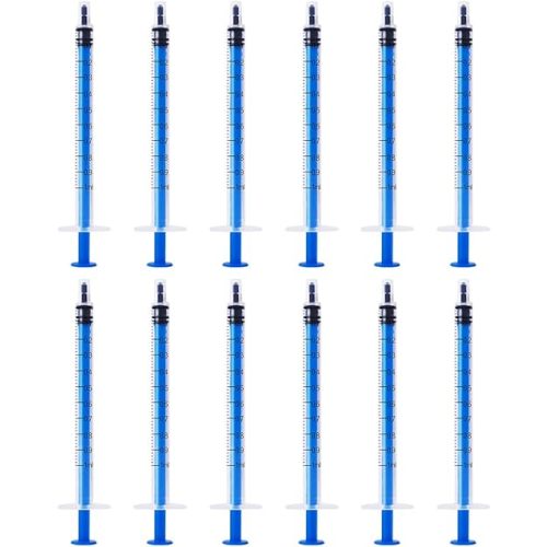 12 Pack - 1ml Plastic Syringe with Measurement, No Needle Suitable for Refilling and Measuring Liquids, Feeding Pets, Oil or Glue Applicator…